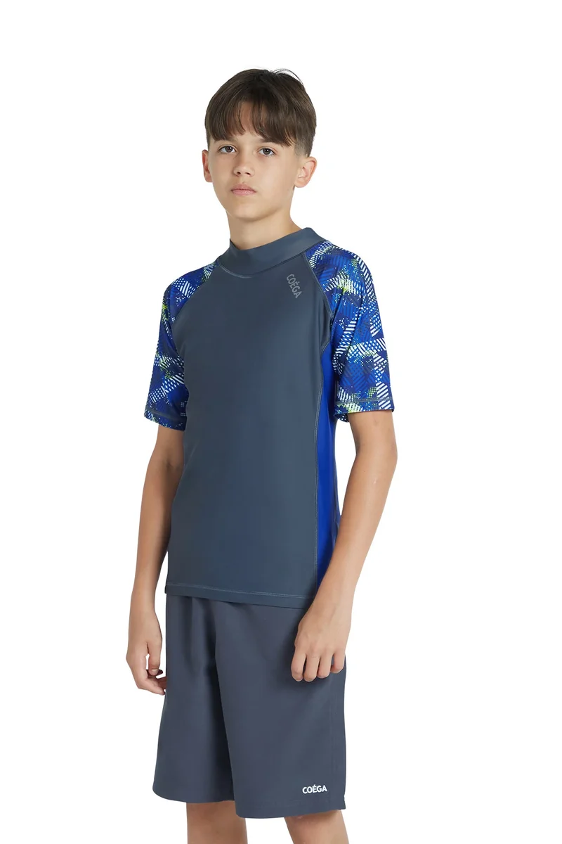 COEGA SUNWEAR  COEGA  Boys Youth Rashguard Short Sleeve - Grey Blue Stripes for Men | Best Price UAE